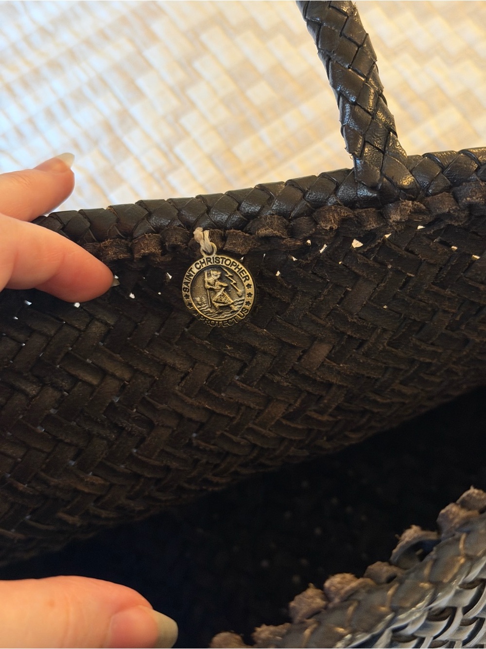 Dragon Diffusion Grace Small Black Woven Leather Tote Bag - Picture 5 of 8